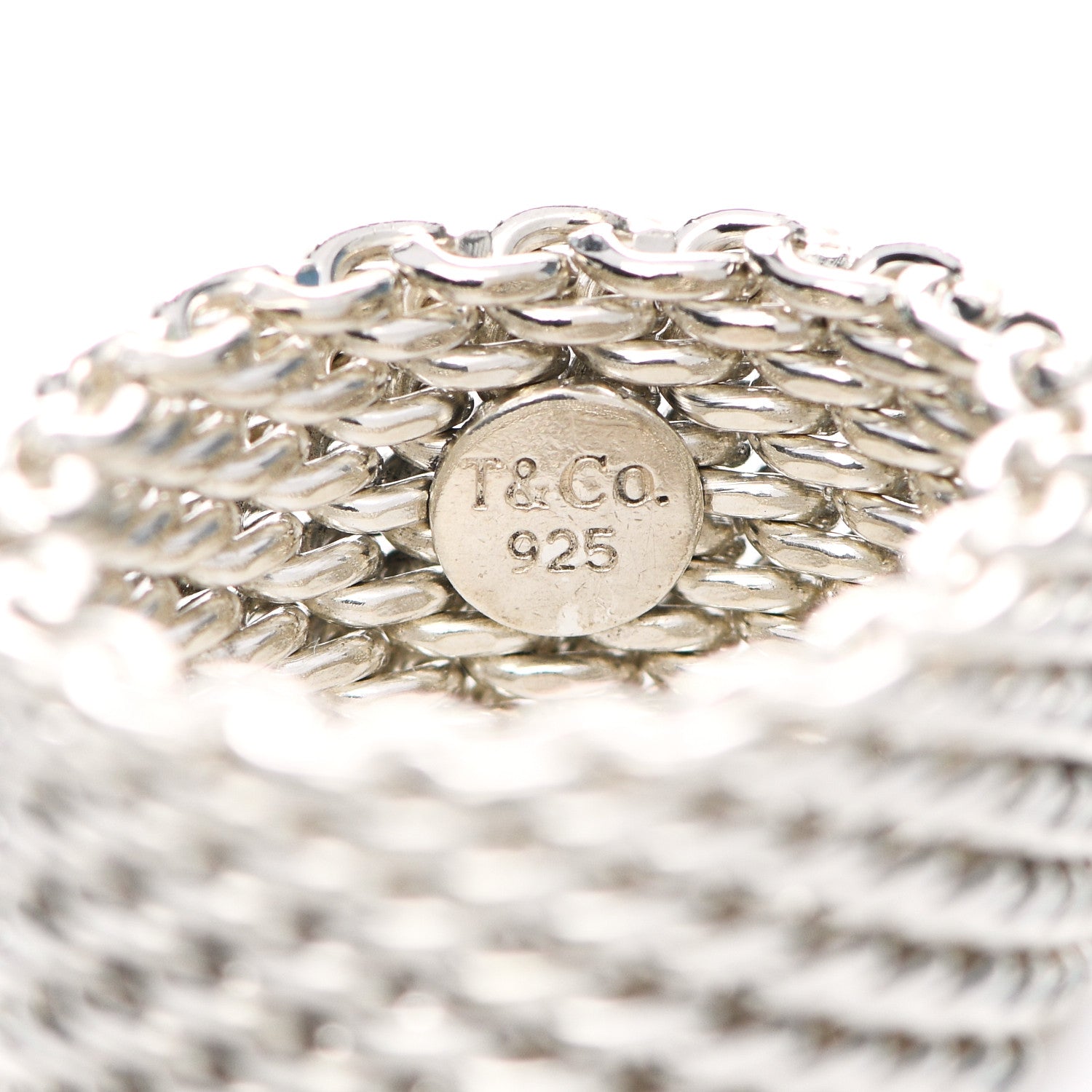Tiffany Sterling Silver Somerset Mesh Ring 49 5 4 of 5