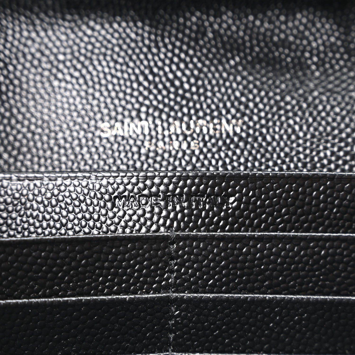 Saint Laurent Grain De Poudre Matelasse Chevron Monogram Monochrome Chain Wallet Black 7 of 11