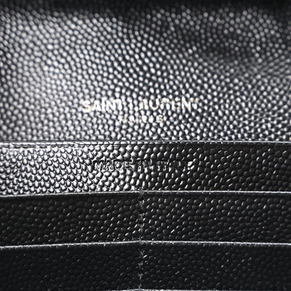 Saint Laurent Grain De Poudre Matelasse Chevron Monogram Monochrome Chain Wallet Black 7 of 11