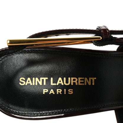 Saint Laurent Vernice Gloss Lee 110 Slingback Pumps 38 Marron Glacé 7 of 9