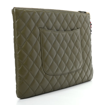 Chanel Lambskin Quilted Medium Cuba Cosmetic Case Khaki 3 of 8