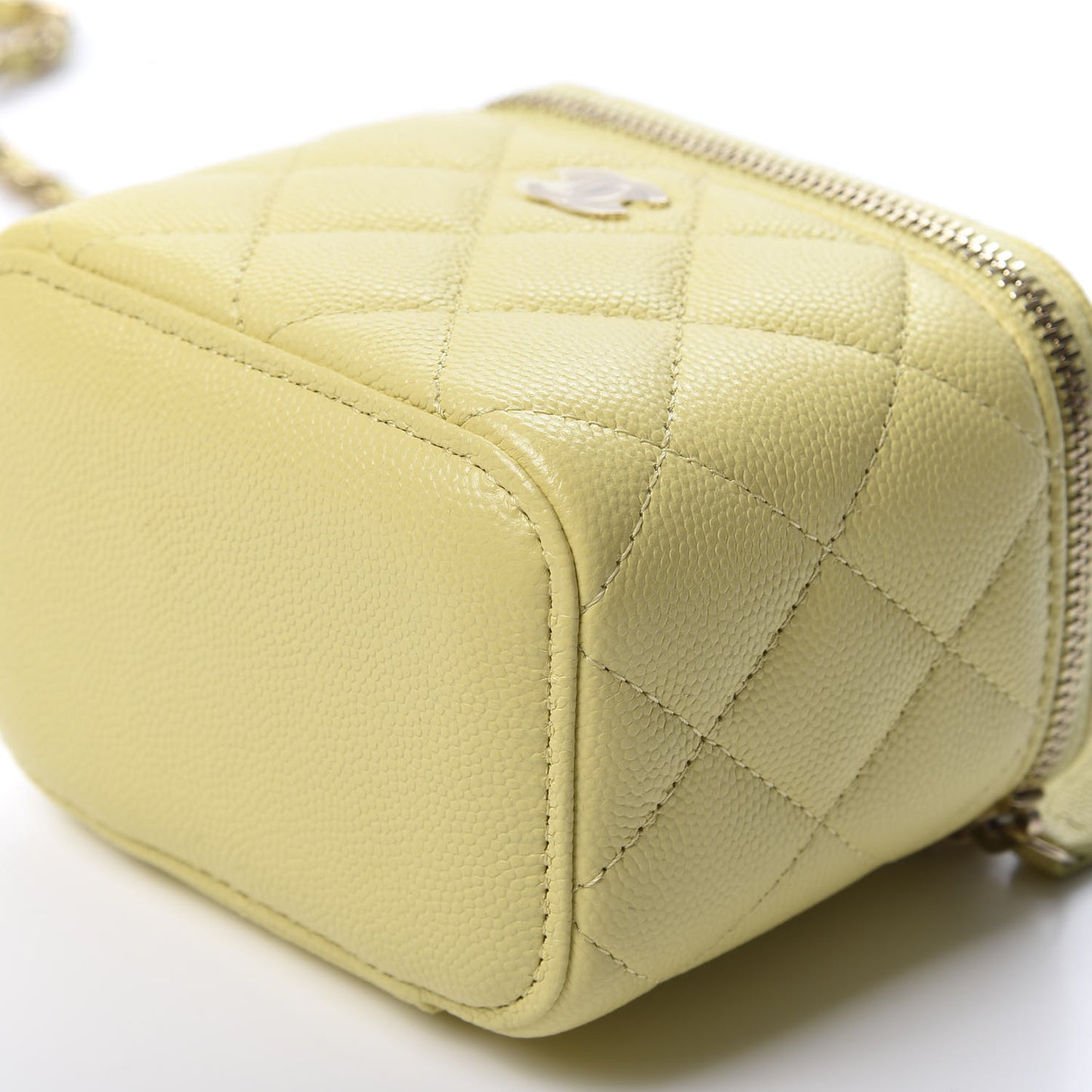 Caviar Quilted Mini Vanity Case With Chain Yellow