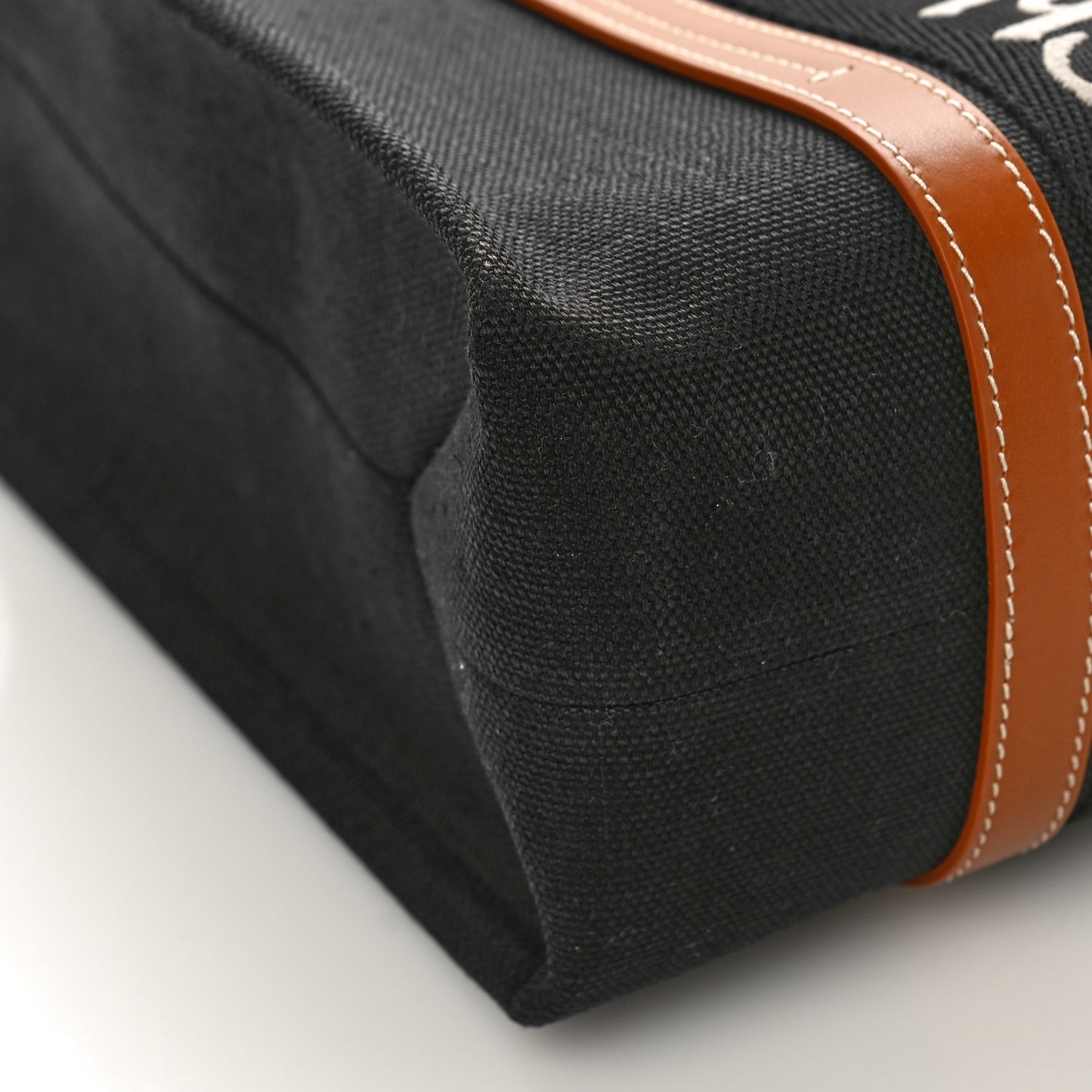Cotton Calfskin Medium Woody Ribbon Tote Black