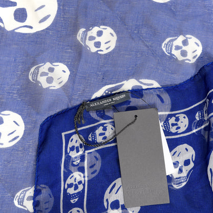 Alexander McQueen Silk Chiffon Skull Scarf Blue 3 of 3