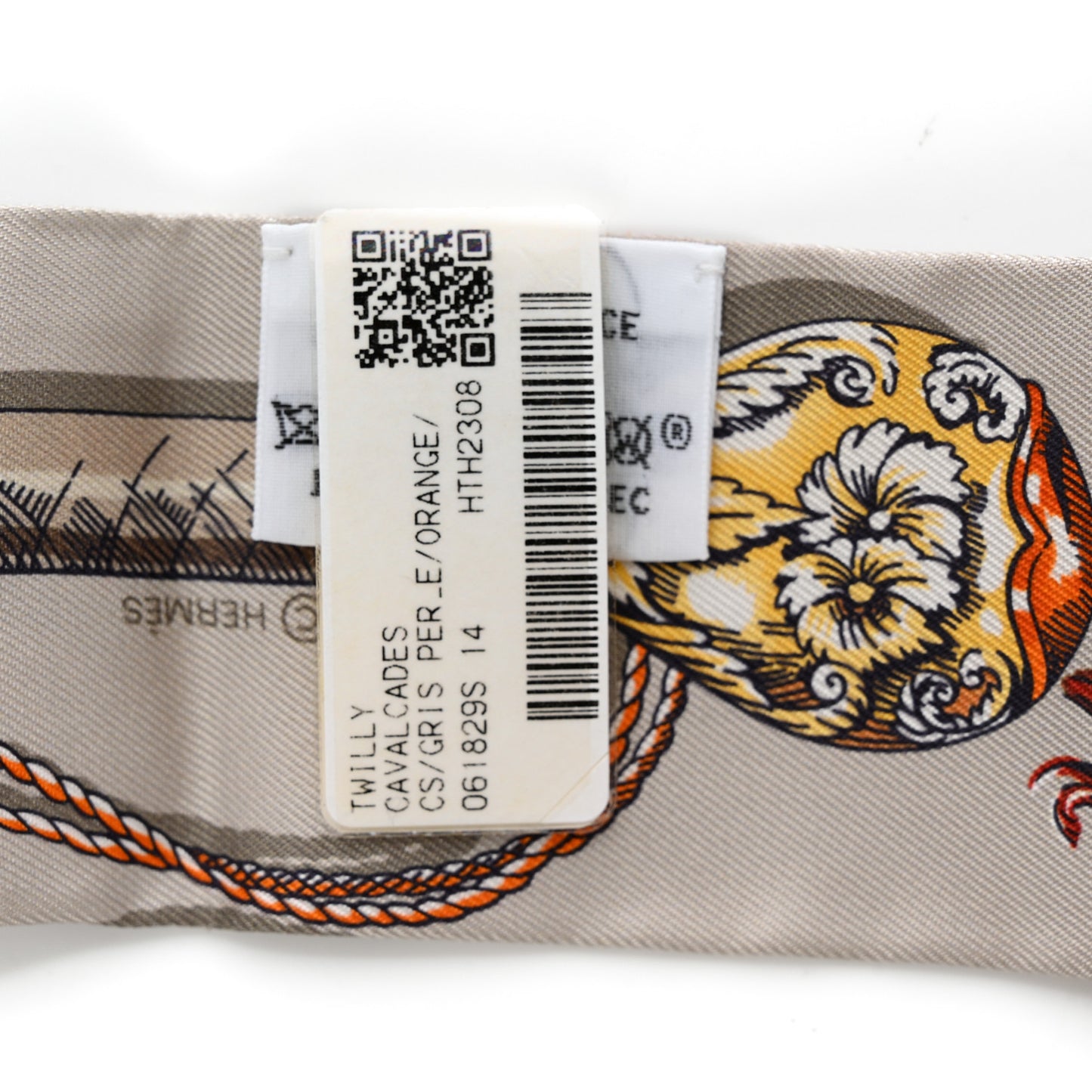 Silk Cavalcades Twilly Gris Perle Orange Acajou