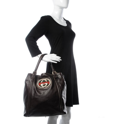 Gucci Calfskin Large Britt Shoulder Bag Dark Brown 2 of 7