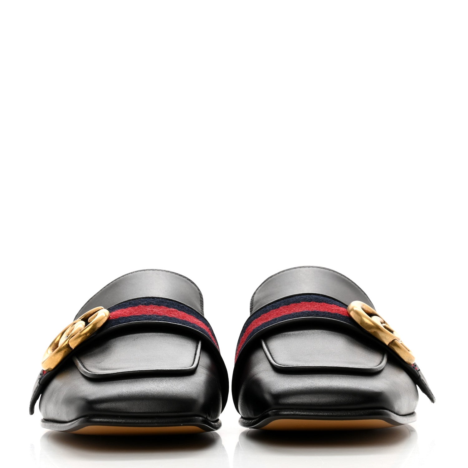 Gucci Calfskin Web Womens Peyton GG Slippers 35 Black 2 of 9