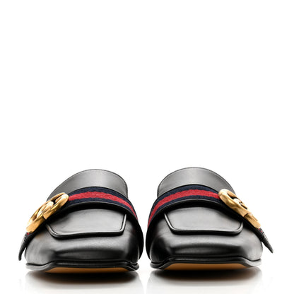 Gucci Calfskin Web Womens Peyton GG Slippers 35 Black 2 of 9