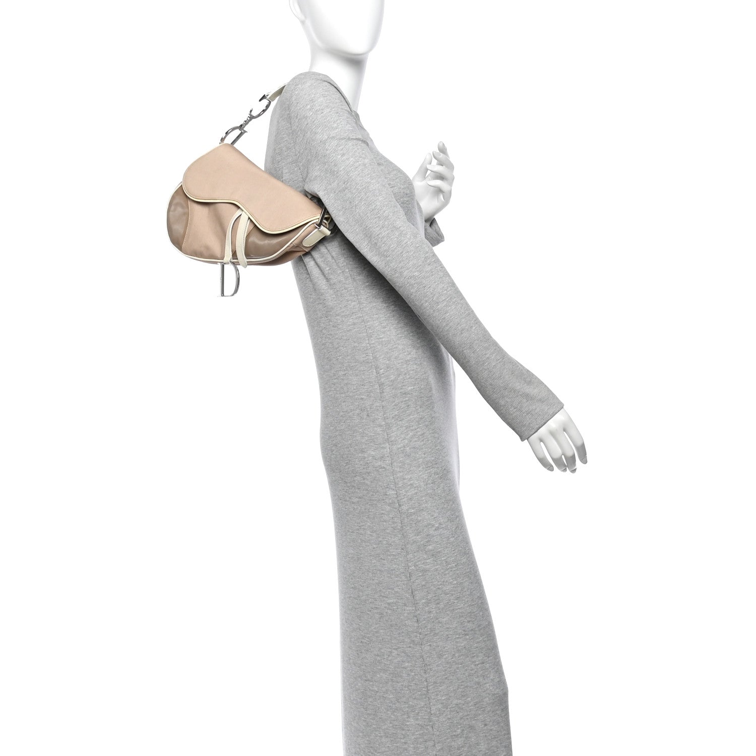 Christian Dior Canvas Patent Calfskin Saddle Bag Beige 2 of 14