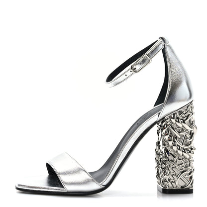Hermes Metallic Goatskin Glam 105 Sandals 39 Gris Argente 1 of 8
