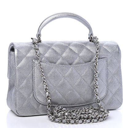 Chanel Metallic Caviar Quilted Mini Top Handle Rectangular Flap Silver 2 of 6