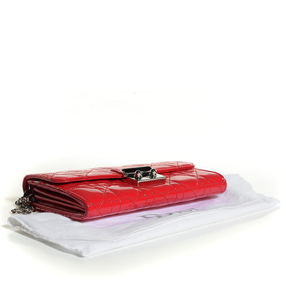 Christian Dior Patent Cannage Miss Dior Chain Wallet Red 4 of 7