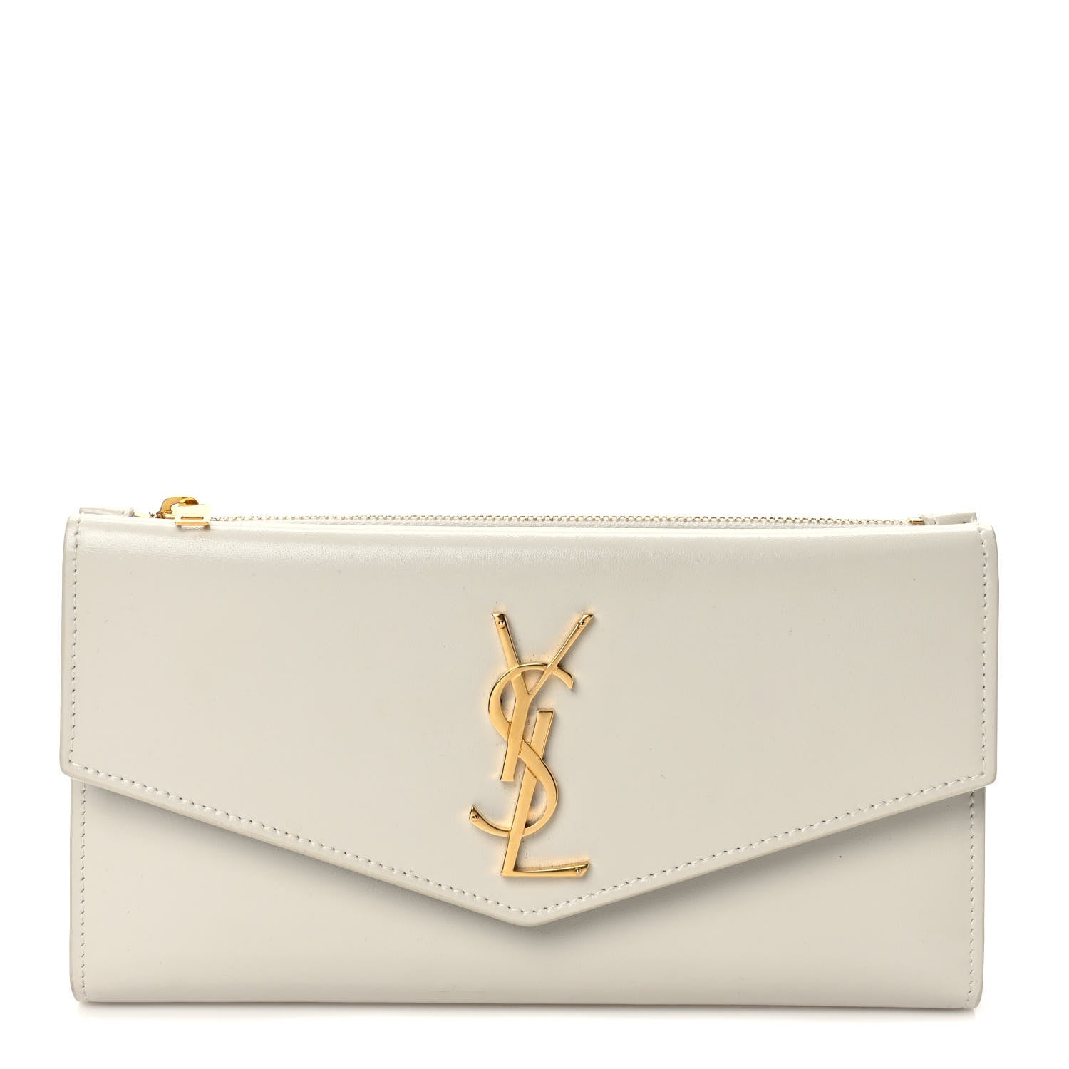 Saint Laurent Smooth Shiny Calfskin Monogram Uptown Wallet Crema Soft 1 of 13