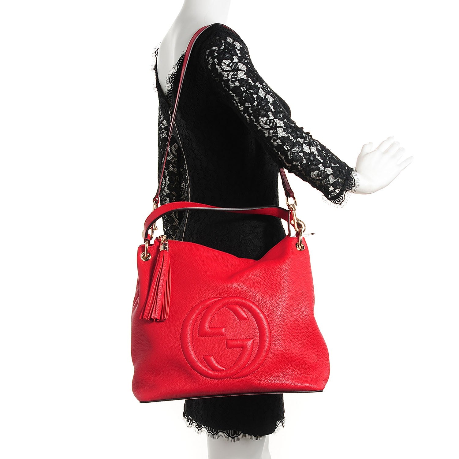 Gucci Pebbled Calfskin Large Soho Hobo Tabasco Red 2 of 7