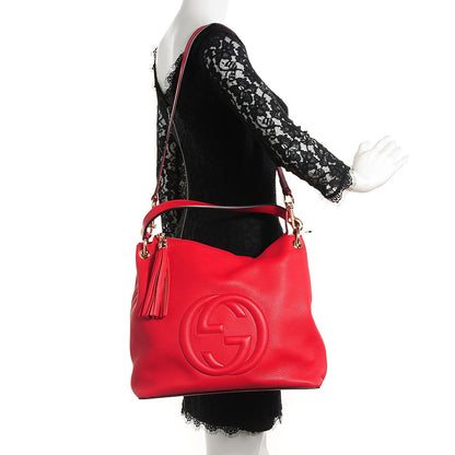 Gucci Pebbled Calfskin Large Soho Hobo Tabasco Red 2 of 7