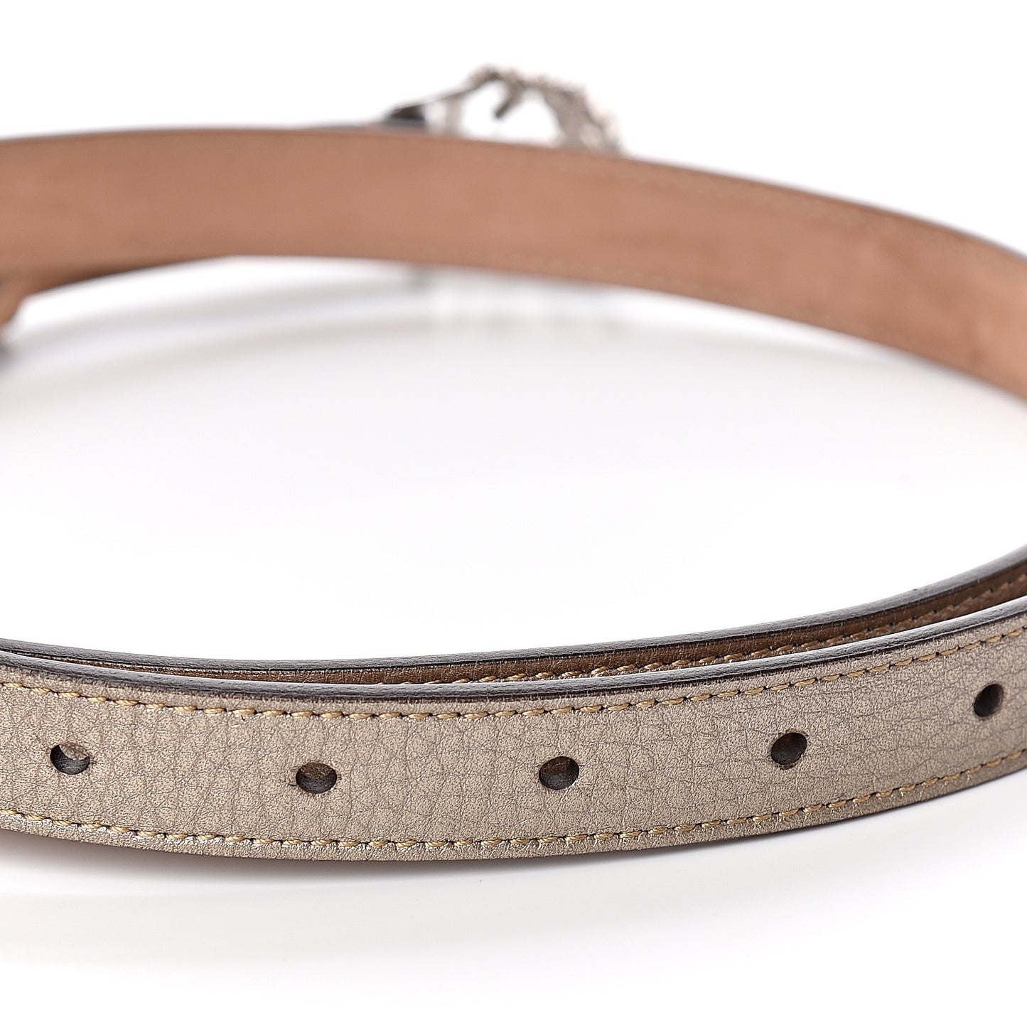 Calfskin Crystal Interlocking G Belt 95 38 Golden Beige