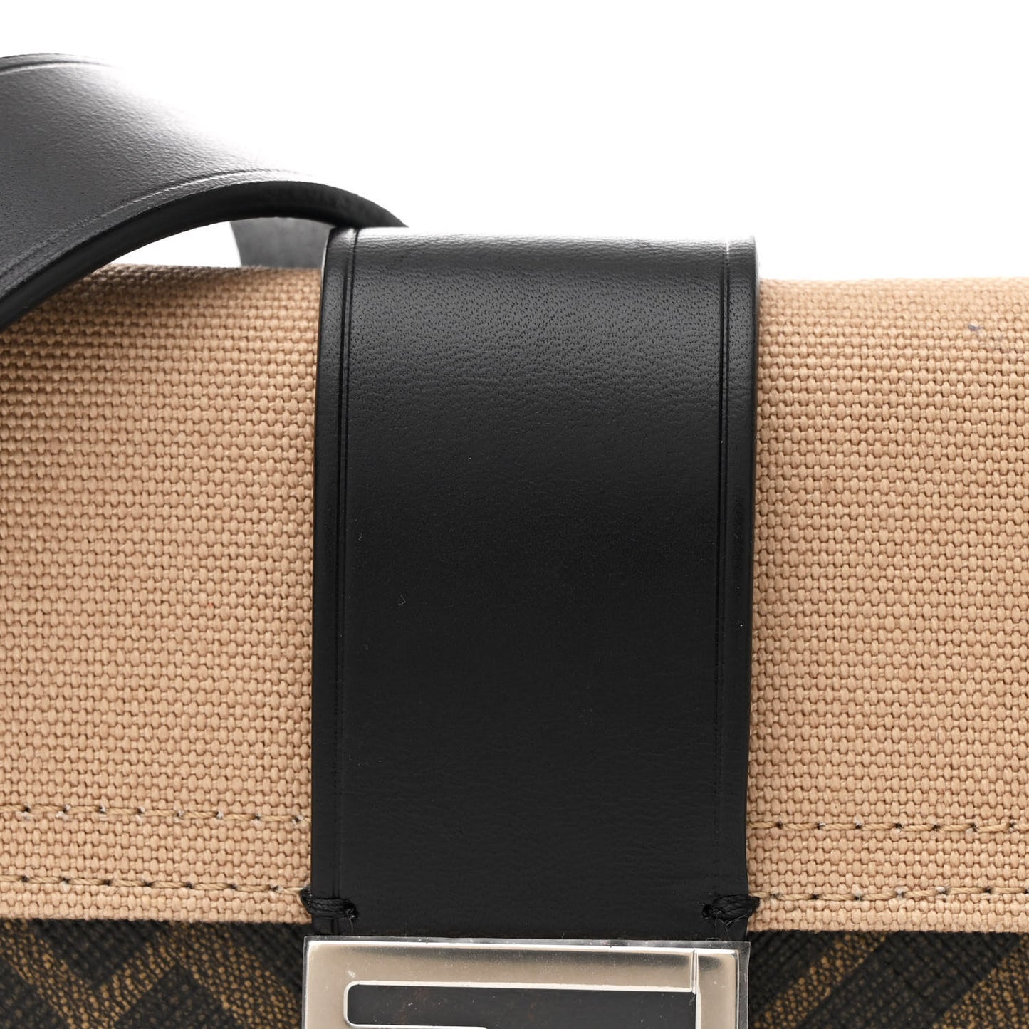 Glazed Fabric Cotton Vitello King Aura FF 1974 Baguette Belt Pouch Tobacco Moro Sand Black