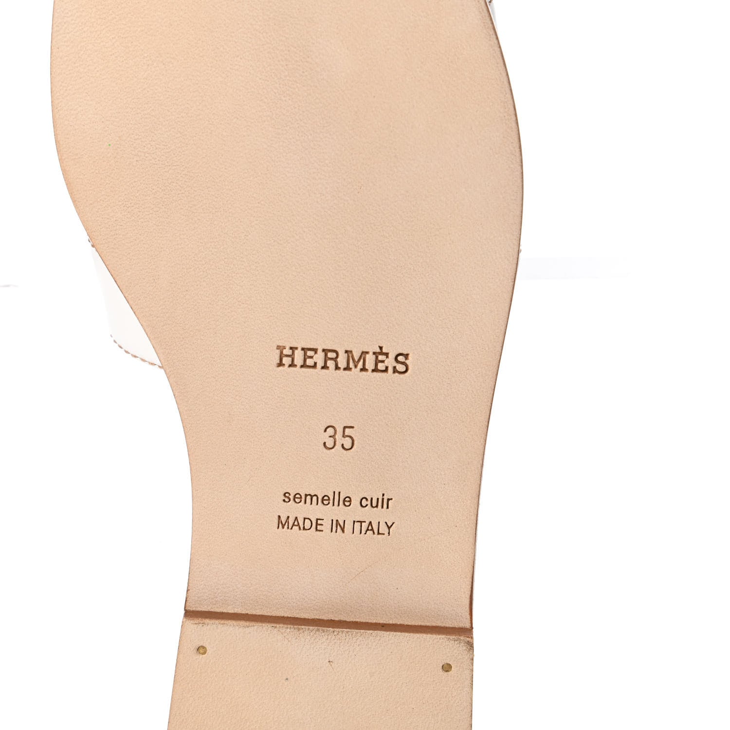 Hermes Box Calfskin Oran Sandals 35 White 6 of 9