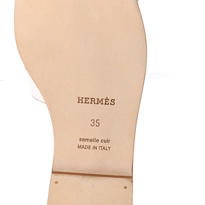 Hermes Box Calfskin Oran Sandals 35 White 6 of 9