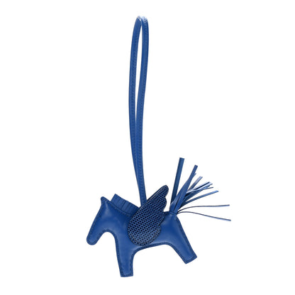 Hermes Milo Lambskin Lizard Touch Grigri Rodeo Pegase Horse Bag Charm PM Bleu France 1 of 5