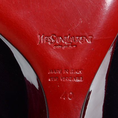Saint Laurent Velvet Wedge Sandals 40 Purple Red 5 of 6