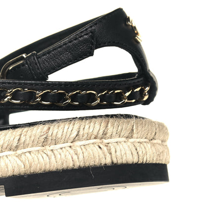 Chanel Lambskin Chain CC Thong Espadrille Sandals 37 Black 9 of 11