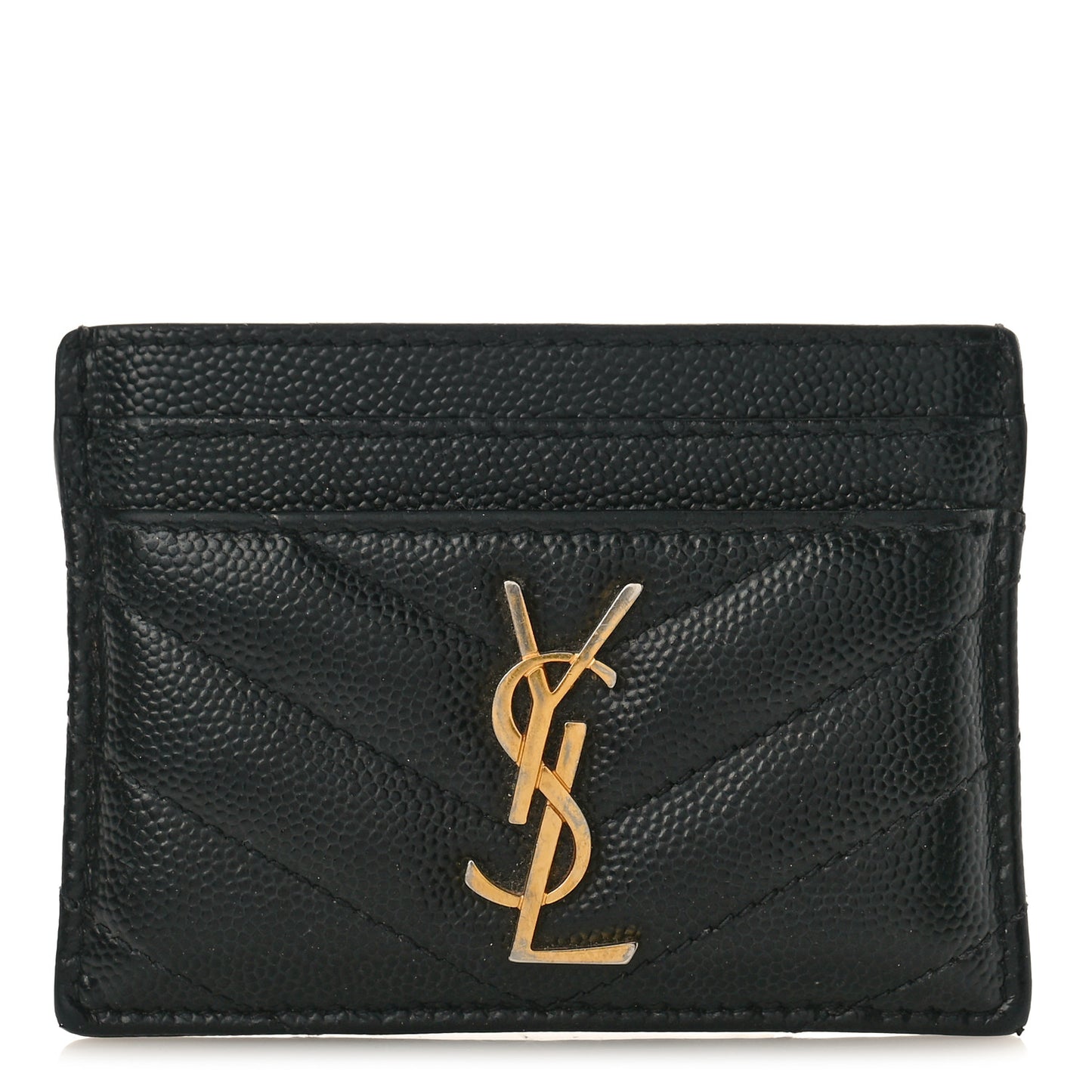 Grain De Poudre Matelasse Chevron Monogram Credit Card Case Black