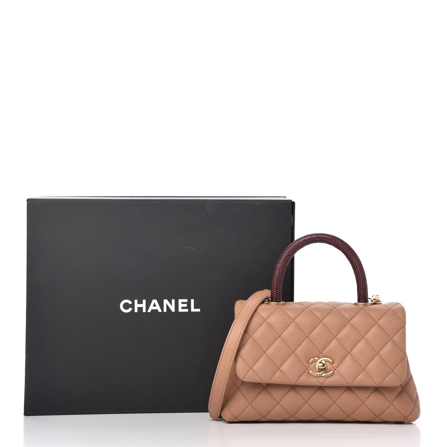 Chanel Caviar Lizard Quilted Mini Coco Handle Flap Beige 11 of 11