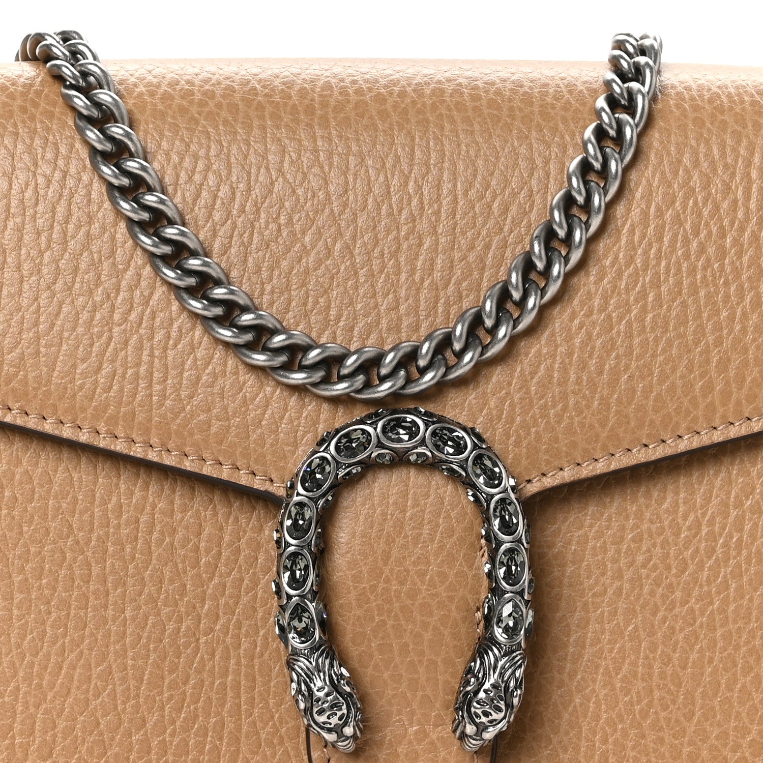 Gucci Dollar Calfskin Crystal Mini Dionysus Chain Wallet Natural Tan Black Diamond 9 of 11