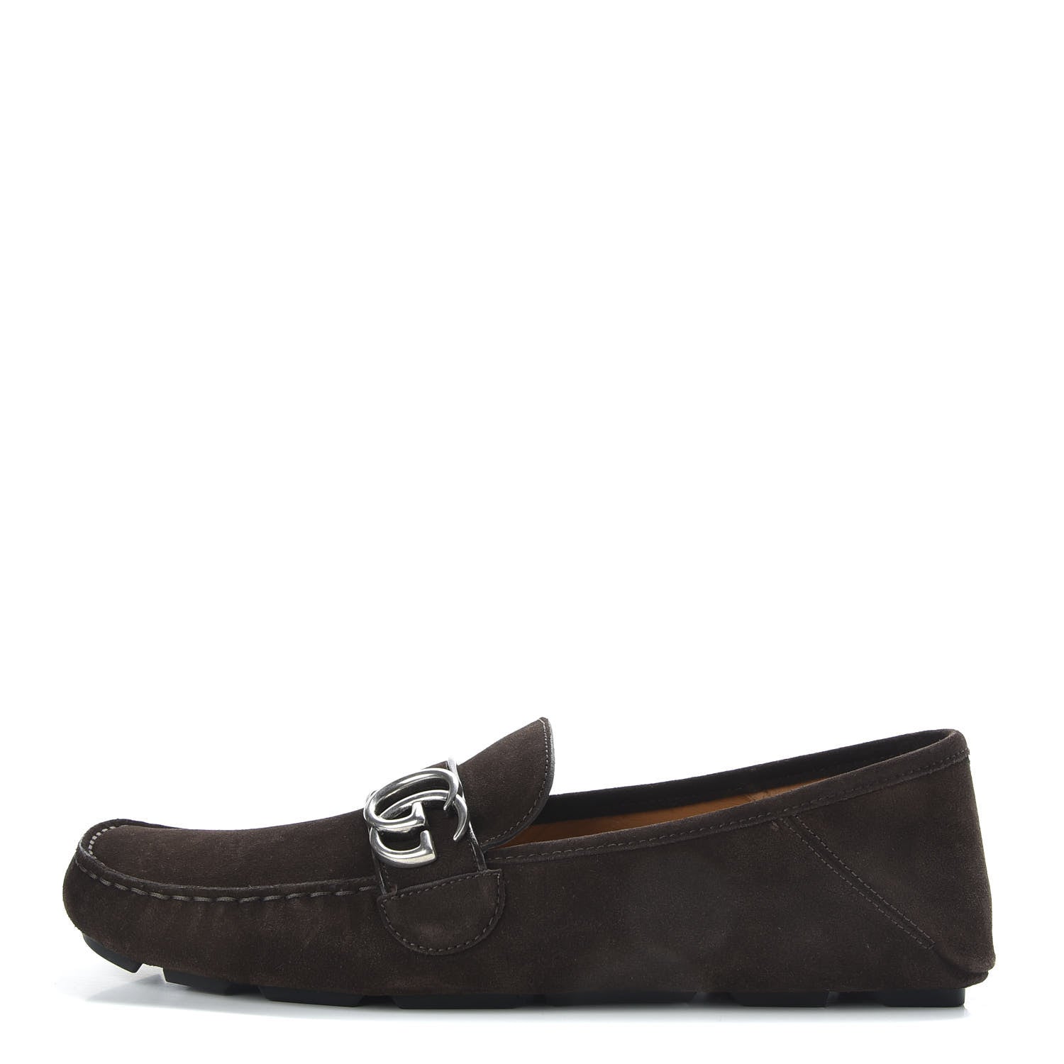 Gucci Suede Mens Driver Queen Loafers 10 Cocoa 1 of 10