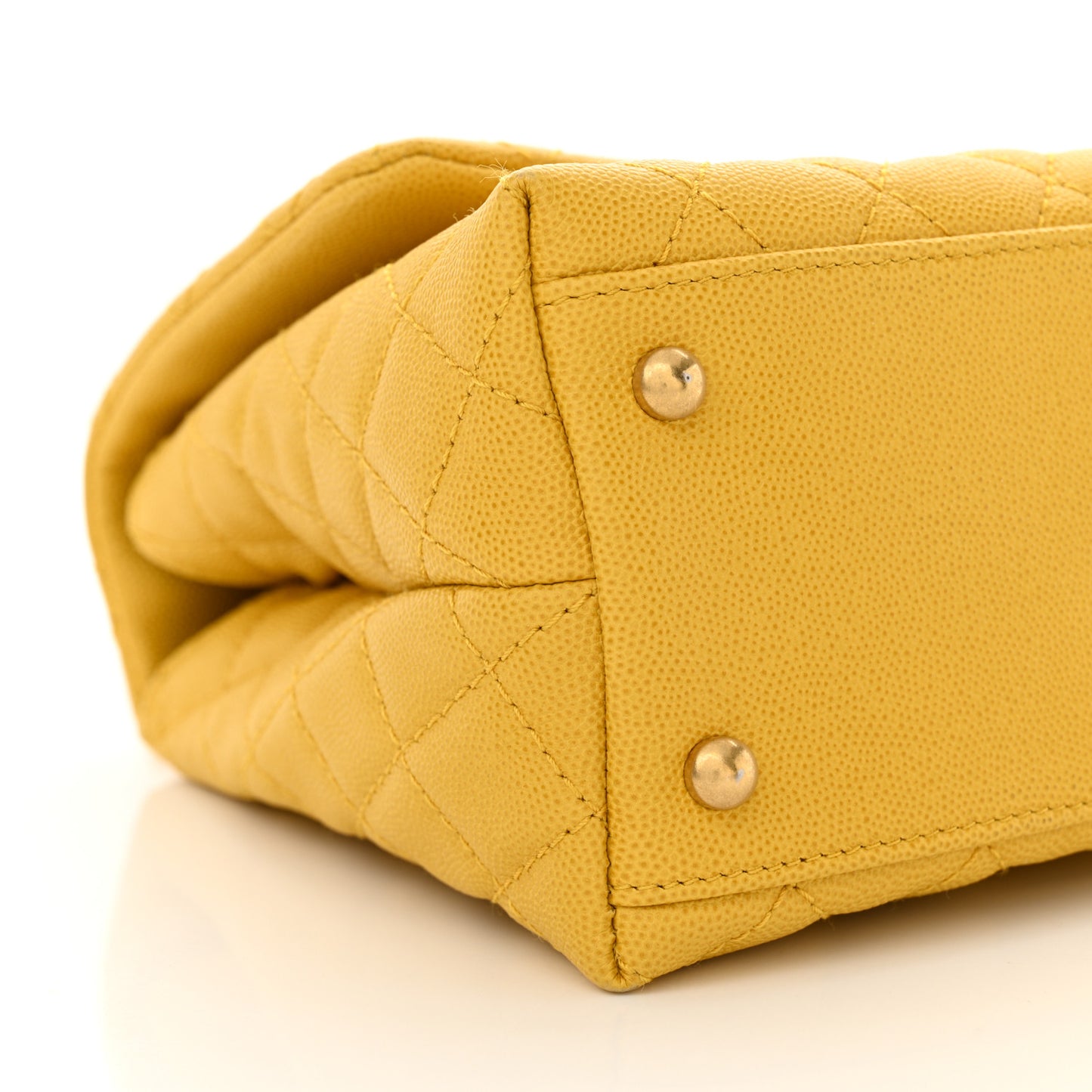 Caviar Quilted Small Coco Handle Flap Yellow