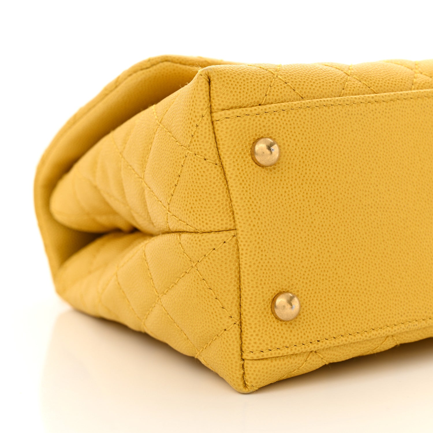 Chanel Caviar Quilted Small Coco Handle Flap Yellow 9 of 13