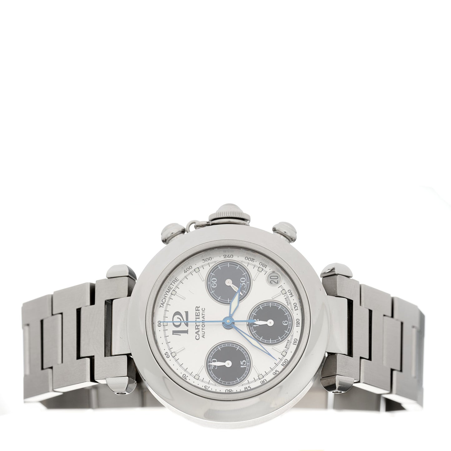 Stainless Steel 35mm Pasha C Chronograph Automatic Watch Black
