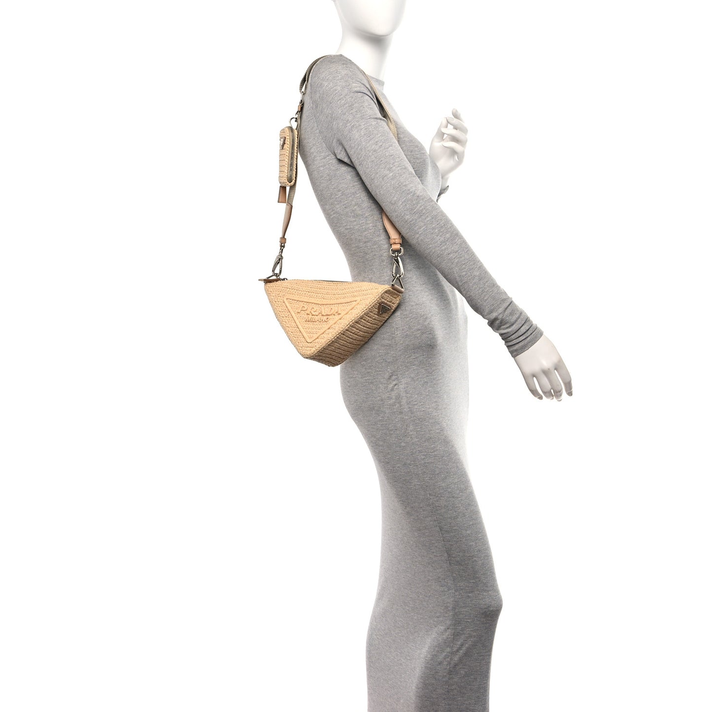 Yarn Raffia Effect Crochet Triangle Shoulder Bag Naturale