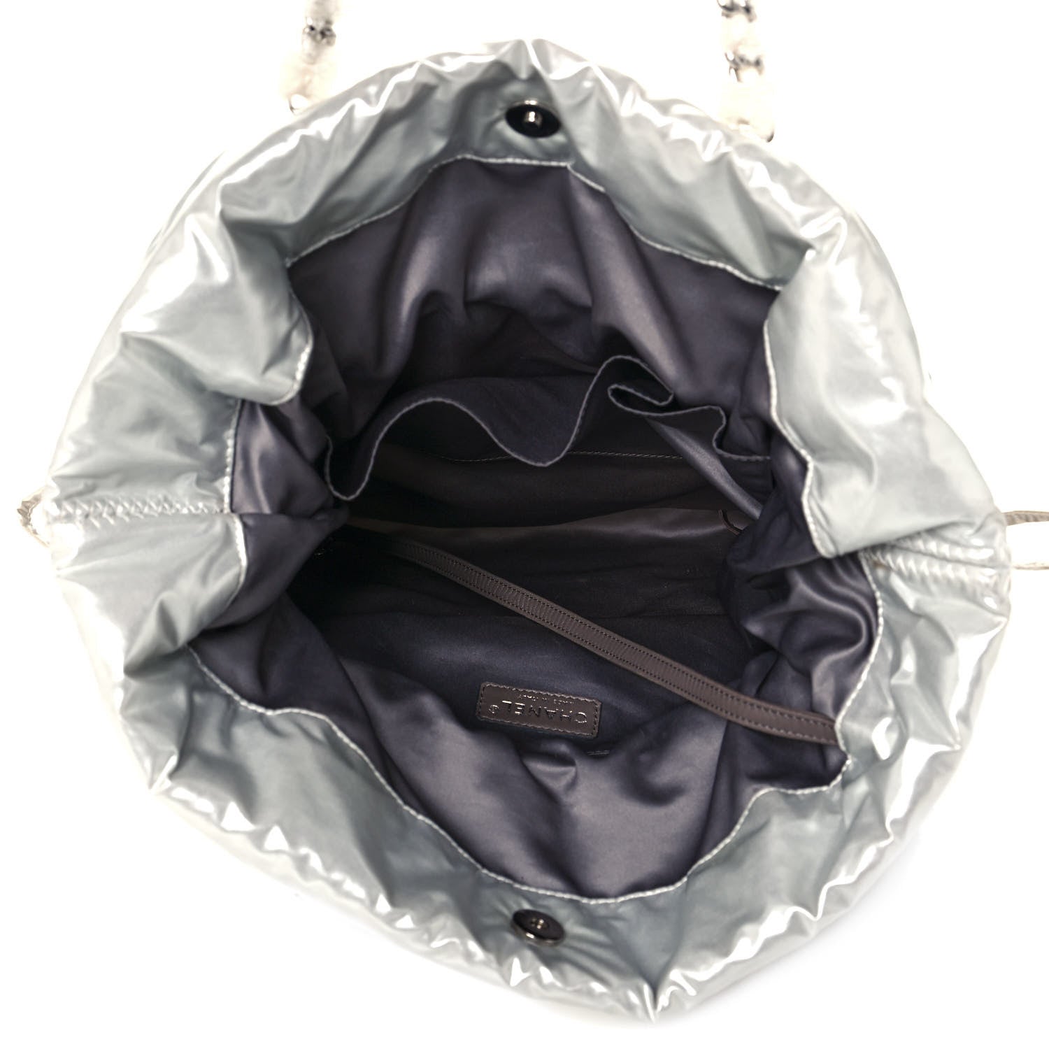 Chanel Vinyl Mohair Trimmed CC Bonbons Tote Silver 5 of 13