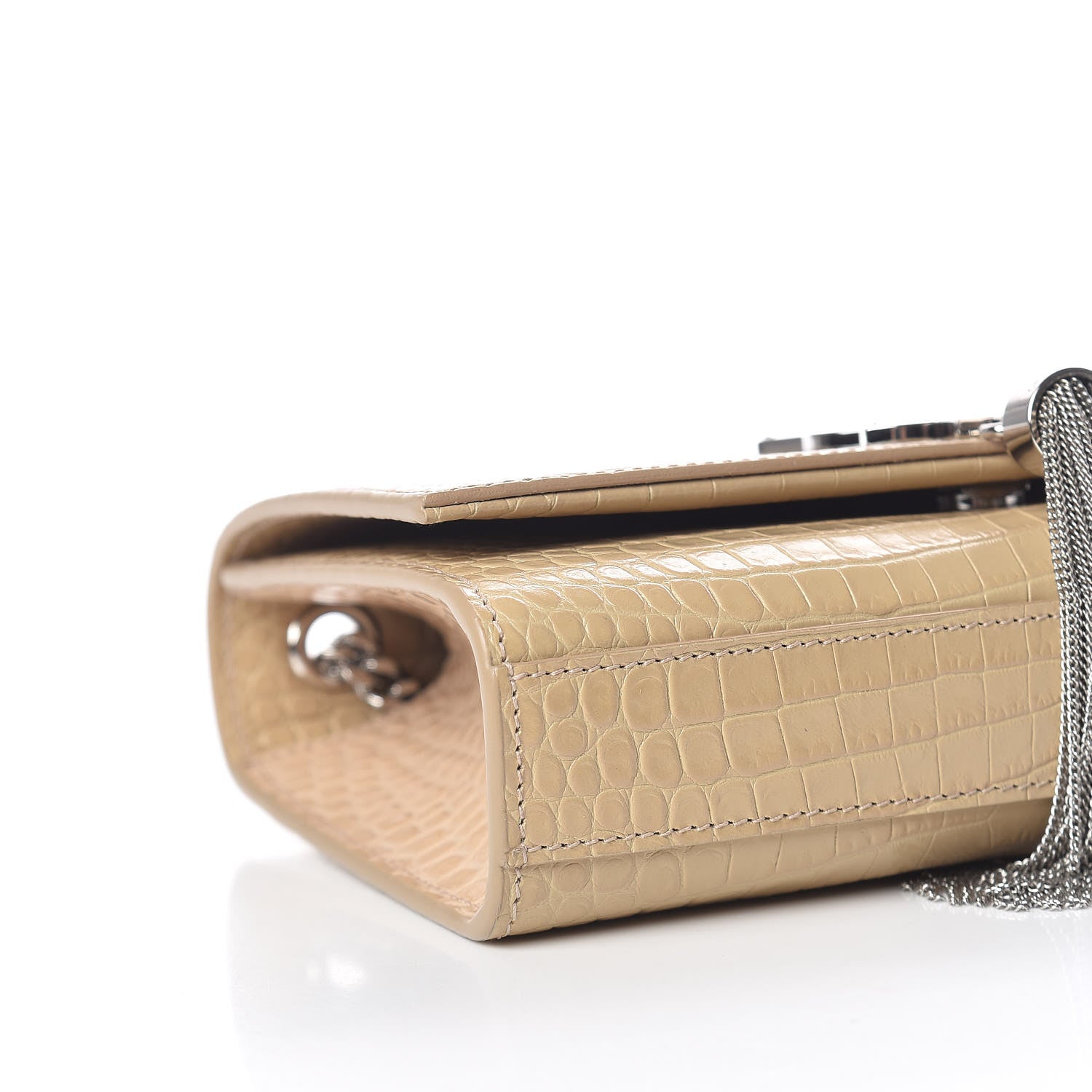 Saint Laurent Croc Calfskin Embossed Small Classic Monogram Kate Tassel Satchel Beige 6 of 10