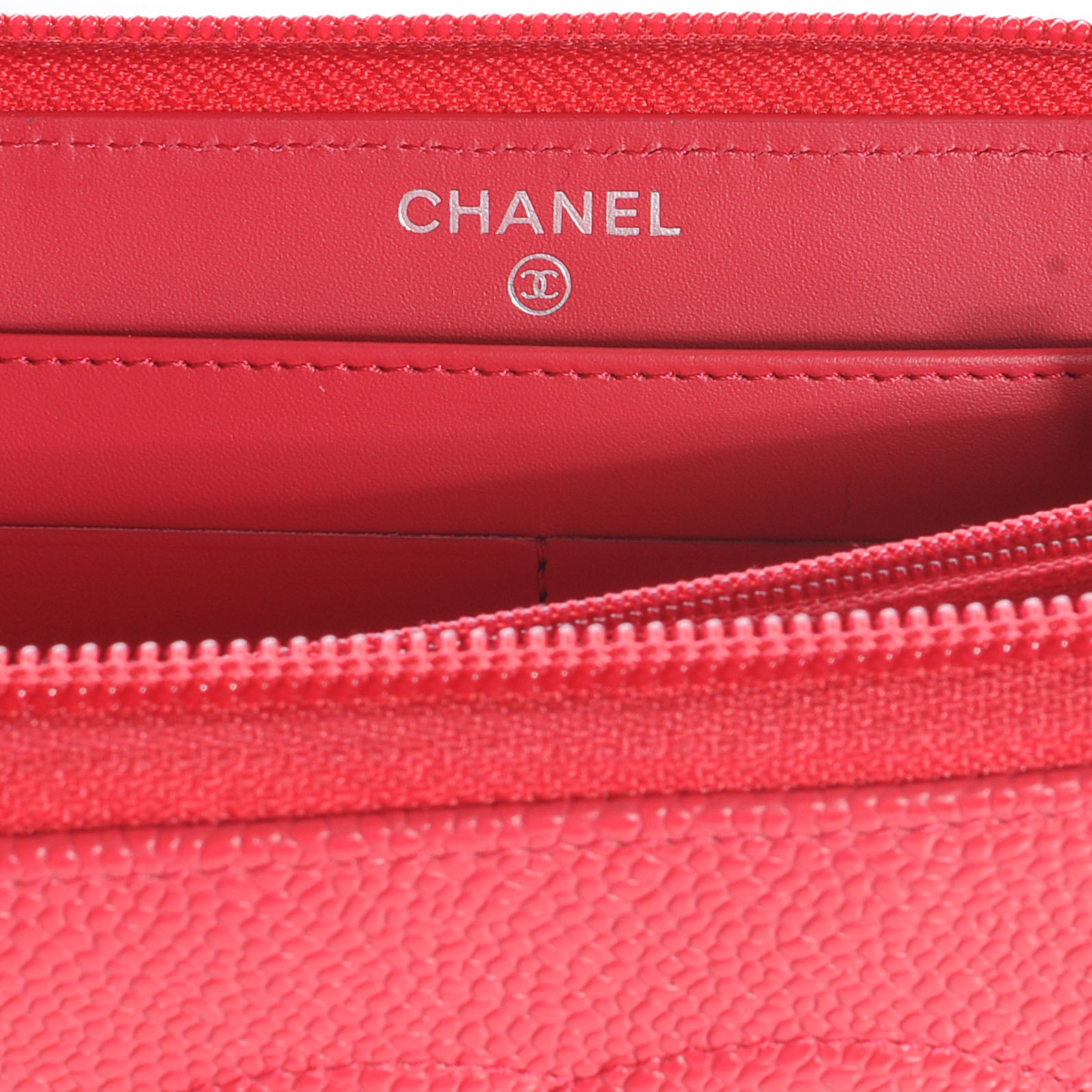 Chanel Caviar CC Large Gusset Zip Around Wallet Dark Pink 8 of 9