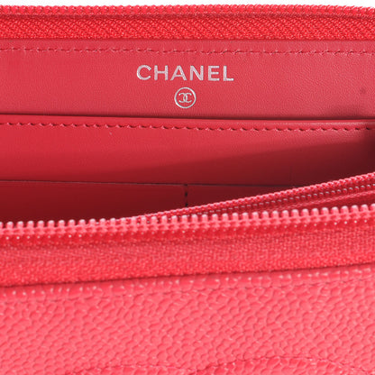 Chanel Caviar CC Large Gusset Zip Around Wallet Dark Pink 8 of 9