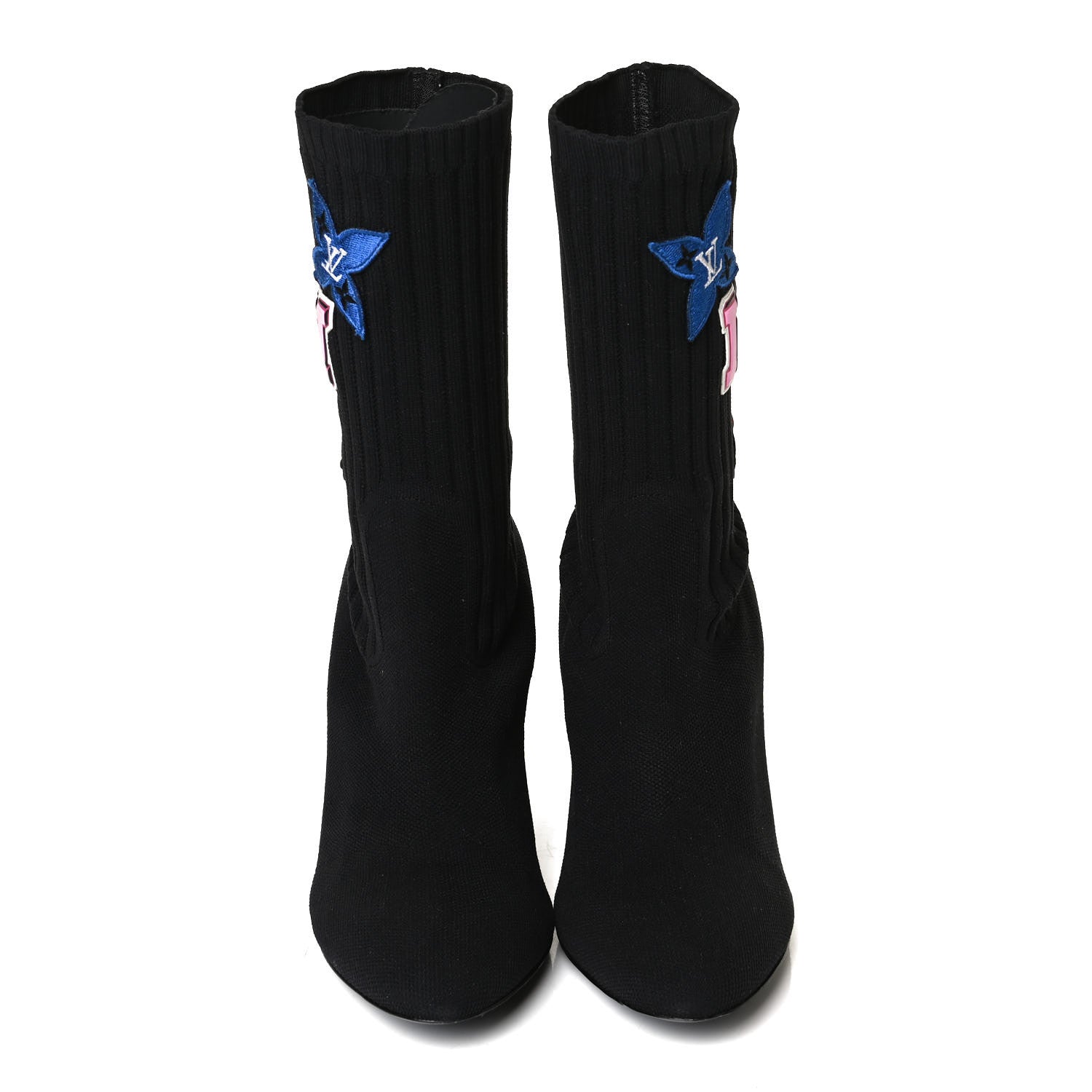 Louis Vuitton Stretch Fabric LV Black Heart Sock Ankle Boots 40 Black 5 of 9