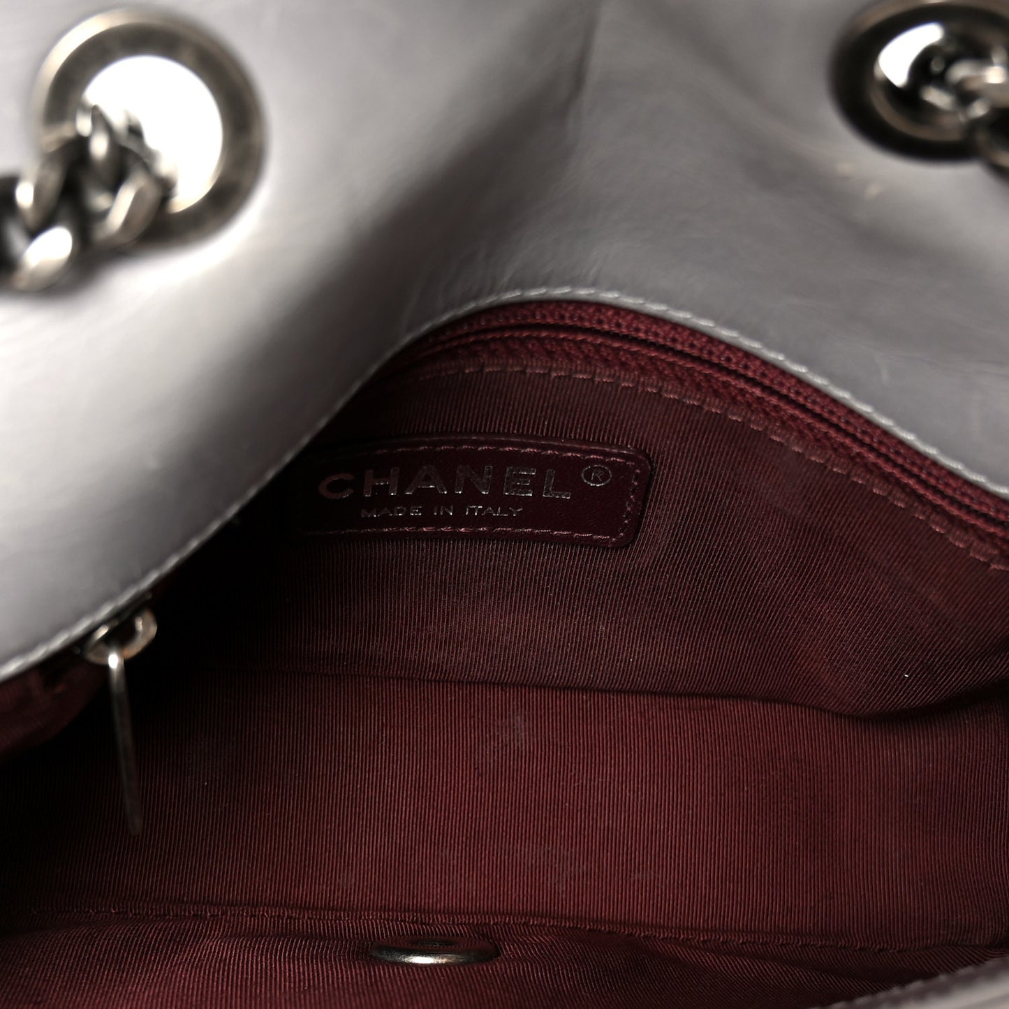 Glazed Calfskin Quilted Small Coco Boy Flap Grey