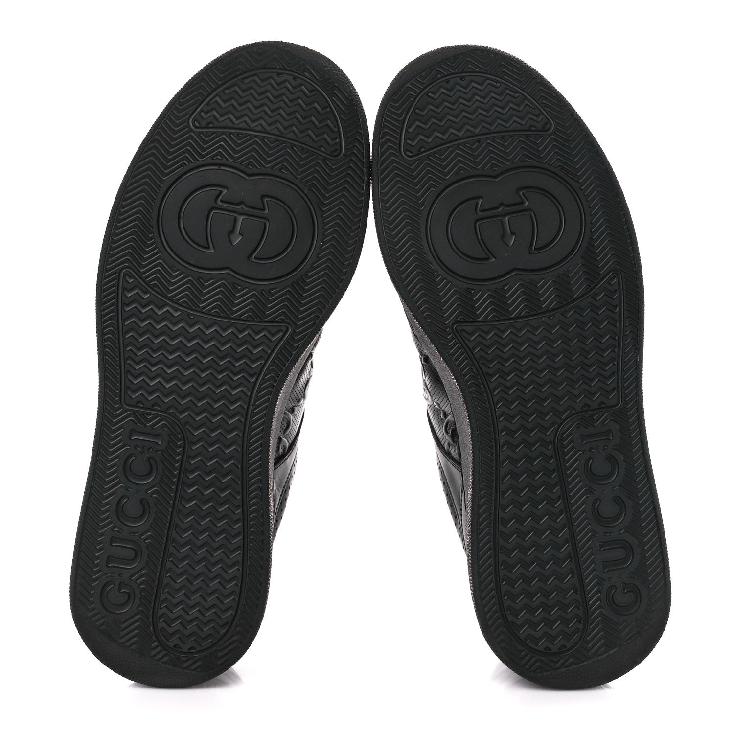 Gucci Calfskin GG Tennis Embossed Perforated Mens Interlocking G 55mm Sneakers 8 Black 5 of 10
