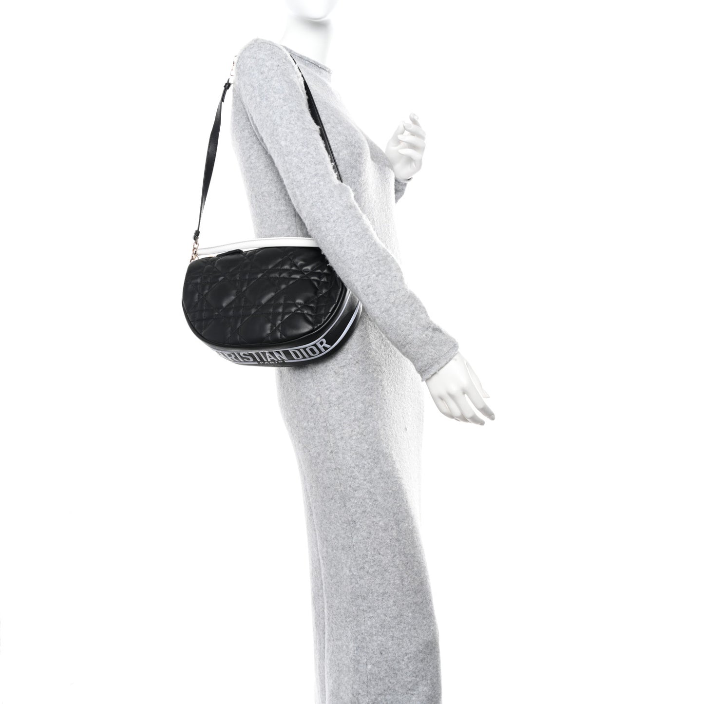 Lambskin Cannage Medium Dior Vibe Hobo Bag Black