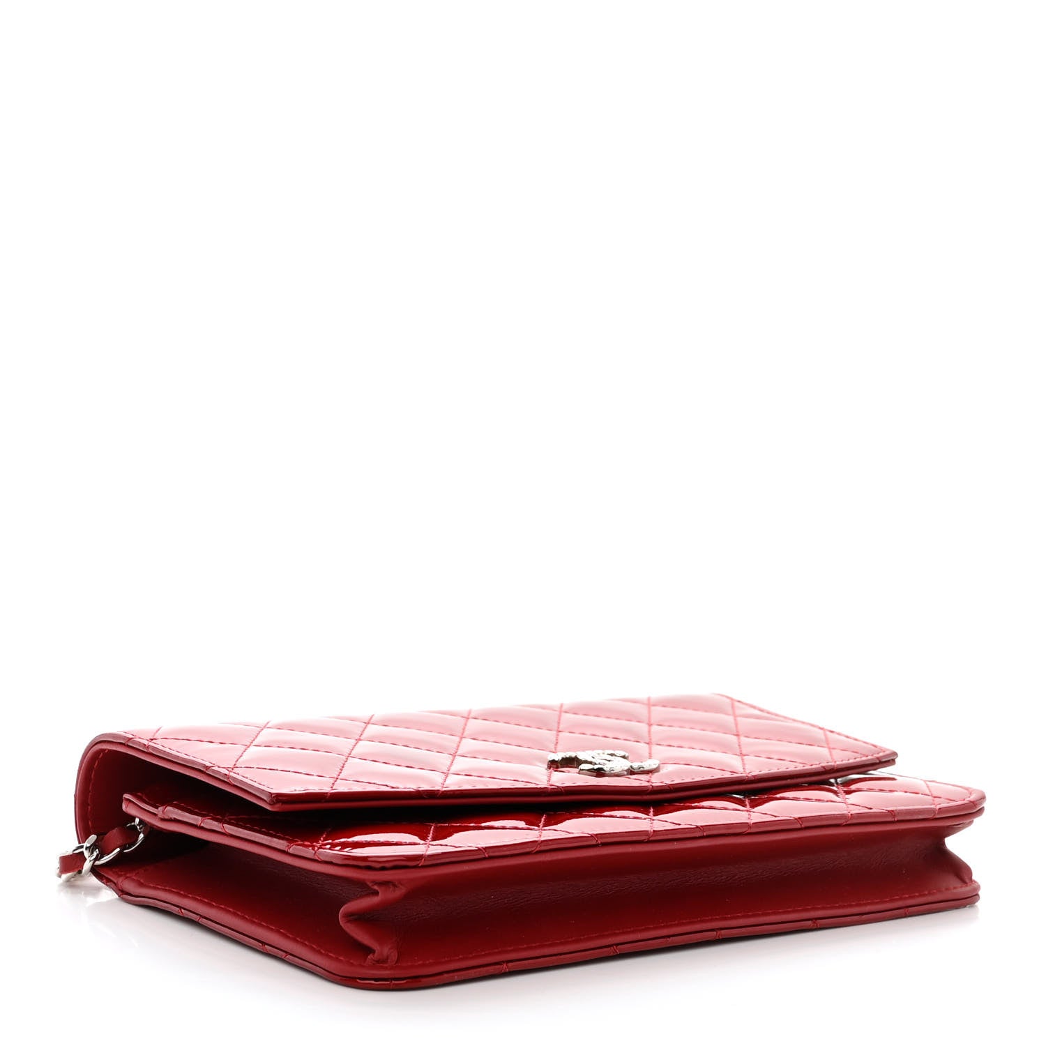 Chanel Patent Quilted Brilliant Wallet On Chain WOC Red 4 of 14
