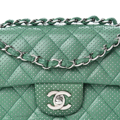 Chanel Lambskin Perforated East West Flap Green 10 of 10