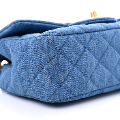 Chanel Denim Quilted Mini Pearl Crush Rectangular Flap Blue 8 of 10