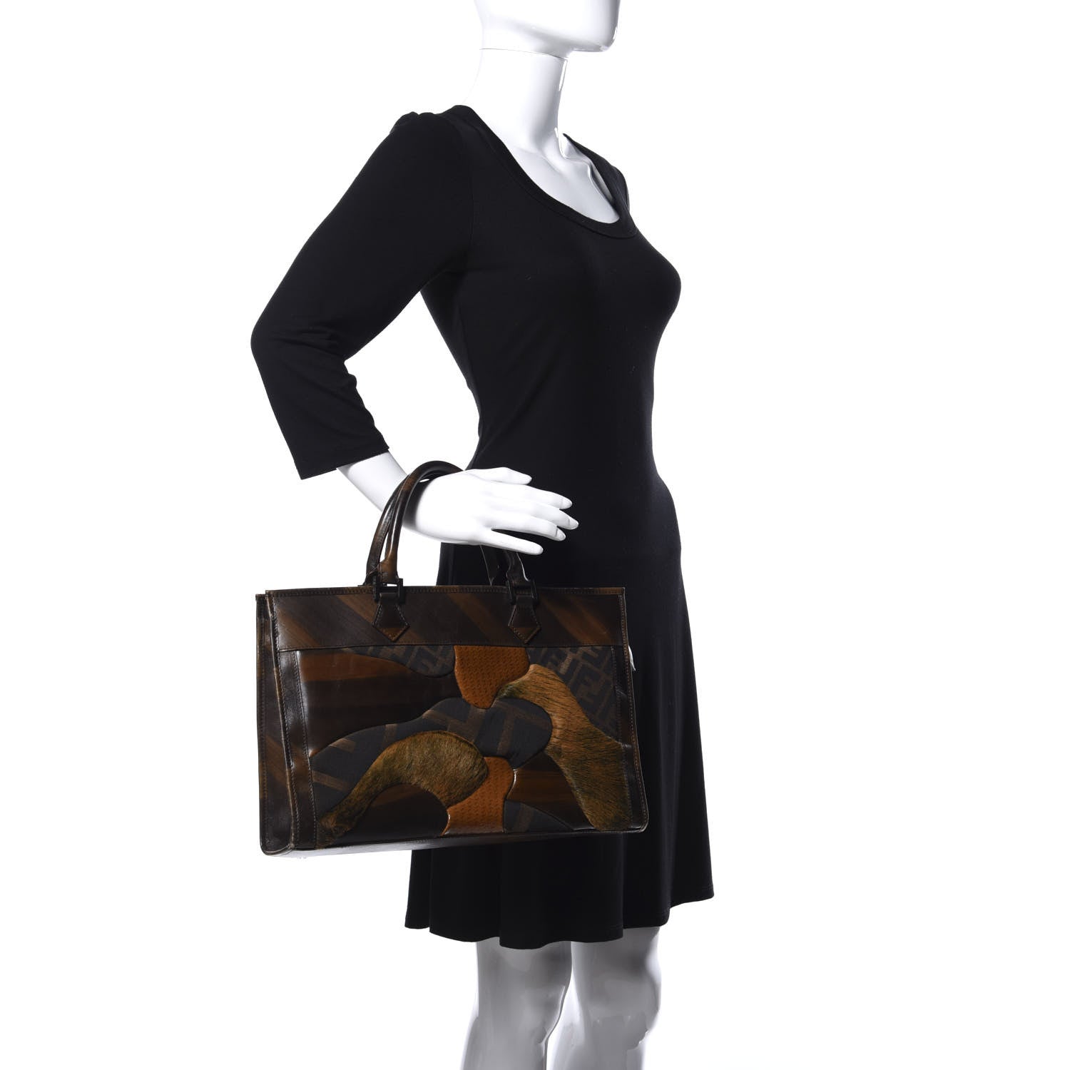 Fendi Vitello Pillow Patchwork Shopper Tobacco Multicolor 2 of 9