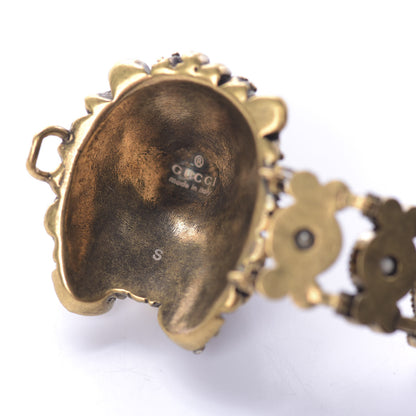 Gucci Metal Crystal Lion Head Bracelet S Aged Gold Multicolor 4 of 4