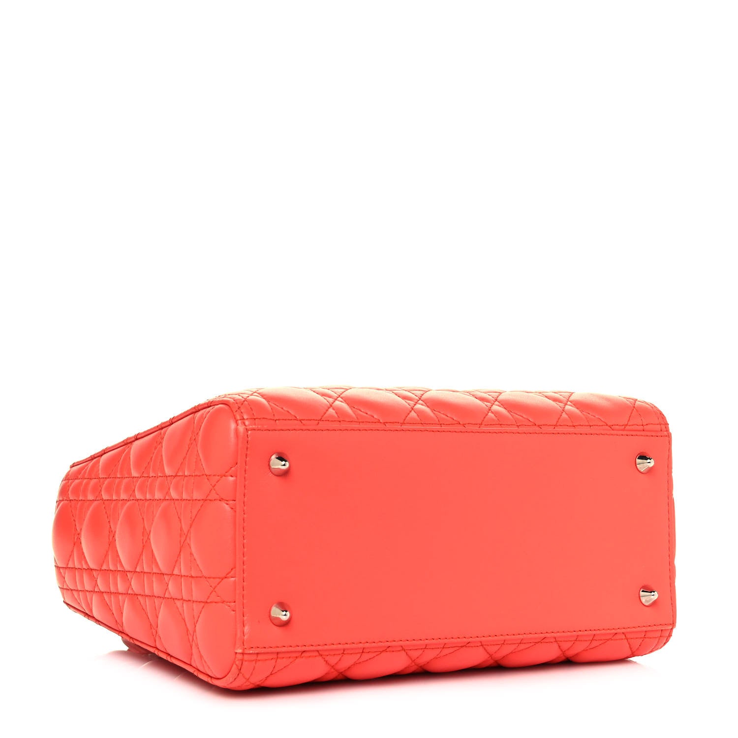Christian Dior Lambskin Cannage Medium Lady Dior Coral 3 of 11