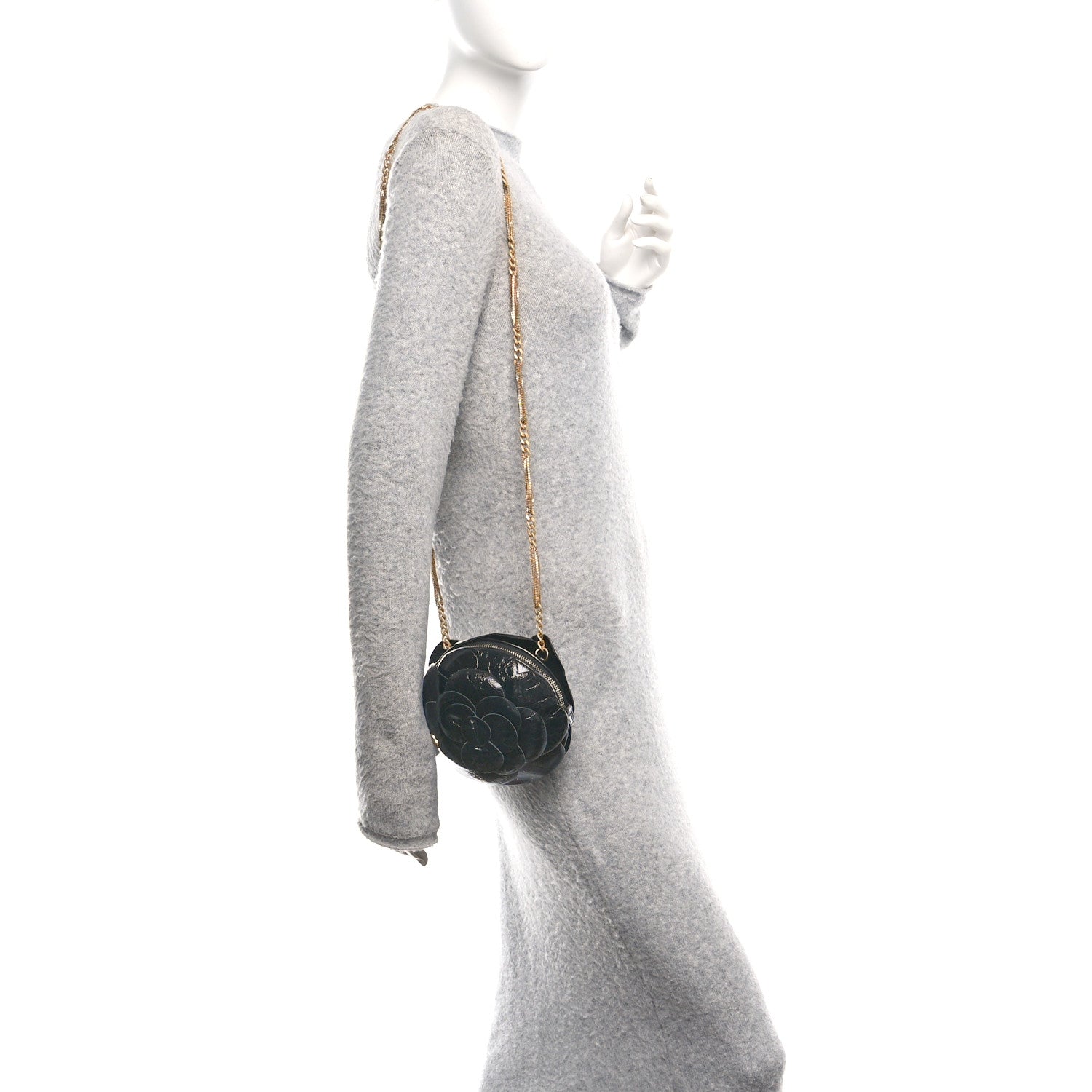 Chanel Patent Lambskin Camellia Bouquet Clutch With Chain Black 2 of 10