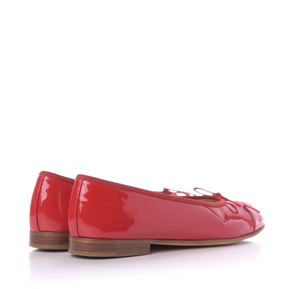 Chanel Patent Calfskin CC Cap Toe Ballerina Flats 36.5 Red 4 of 11